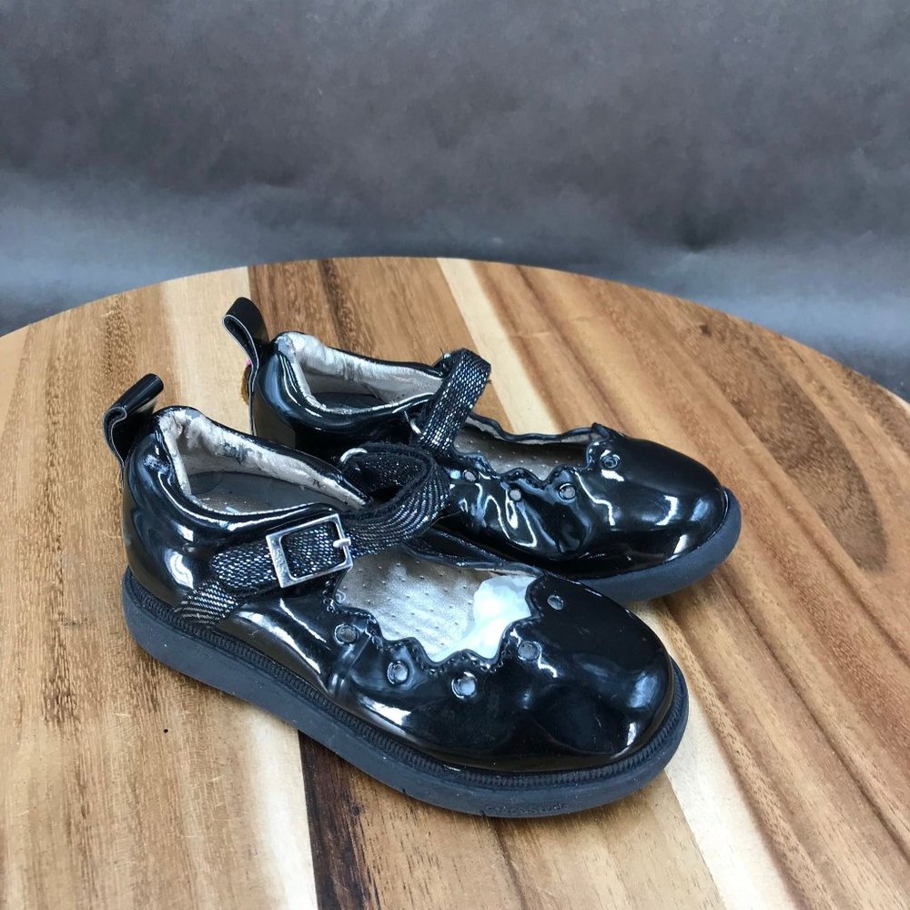 Step & Stride Abigail Black Faux Leather Mary Jane Sneakers Little Girls Size 7